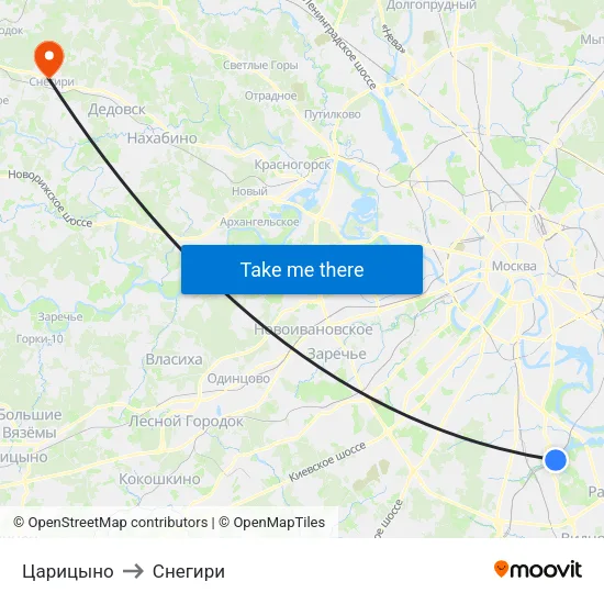 Царицыно to Снегири map