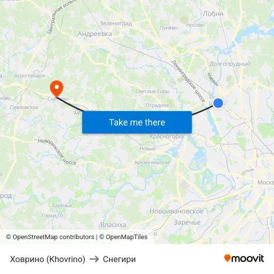 Ховрино (Khovrino) to Снегири map
