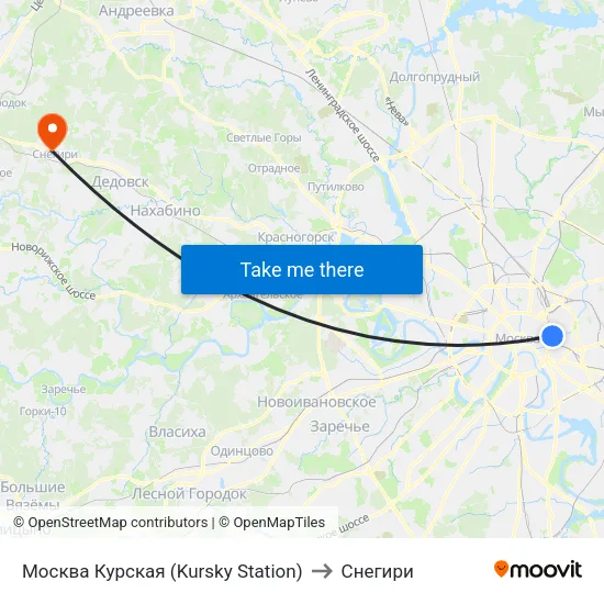 Москва Курская (Kursky Station) to Снегири map