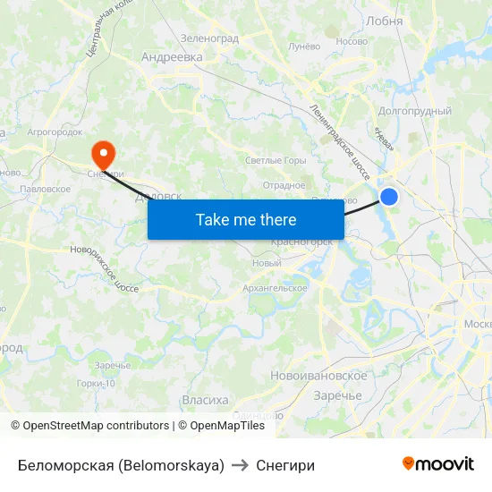 Беломорская (Belomorskaya) to Снегири map