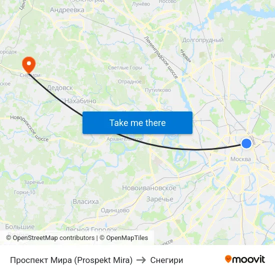 Проспект Мира (Prospekt Mira) to Снегири map