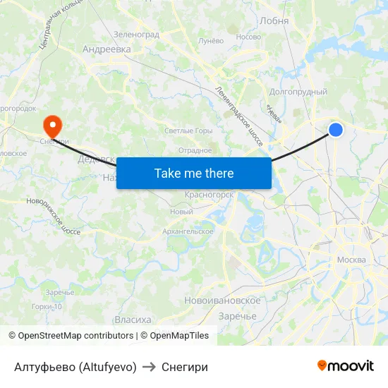Алтуфьево (Altufyevo) to Снегири map