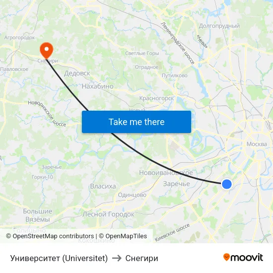 Университет (Universitet) to Снегири map