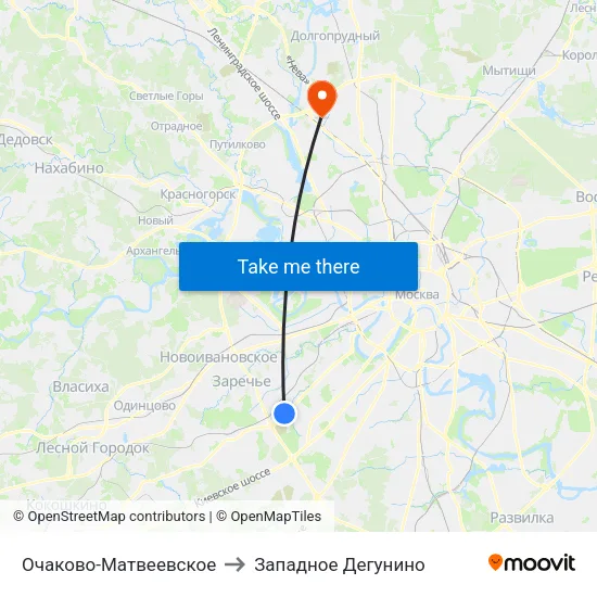 Очаково-Матвеевское to Западное Дегунино map