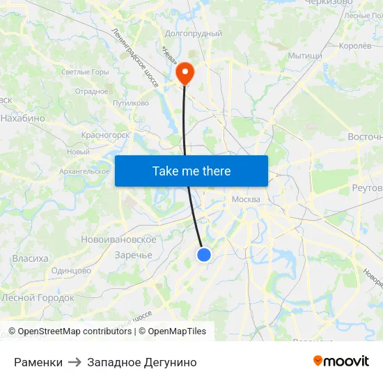 Раменки to Западное Дегунино map
