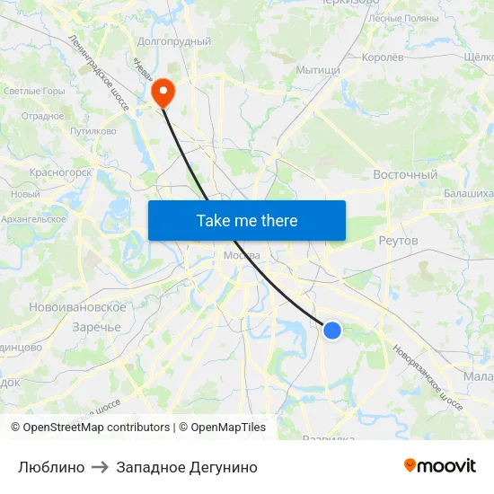 Люблино to Западное Дегунино map