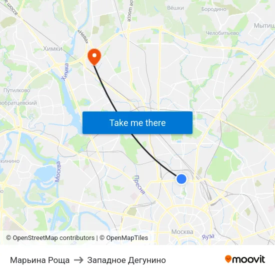 Марьина Роща to Западное Дегунино map