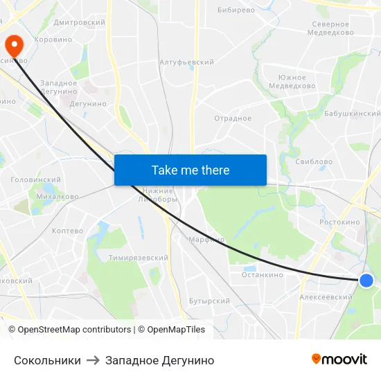Сокольники to Западное Дегунино map