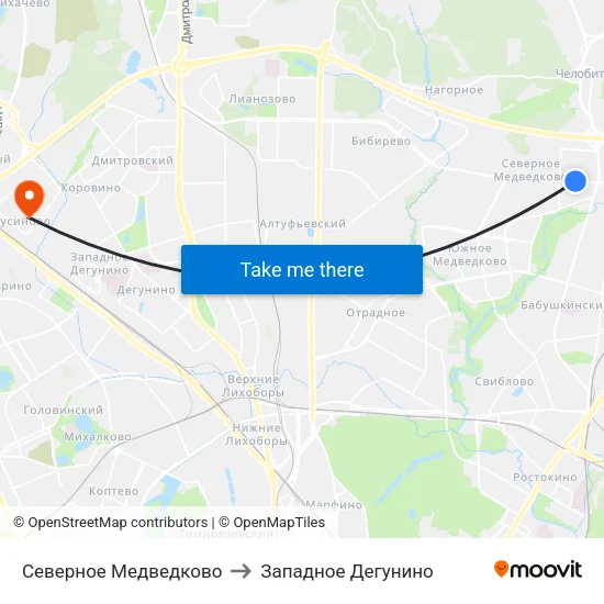 Северное Медведково to Западное Дегунино map