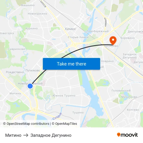 Митино to Западное Дегунино map