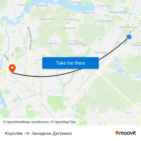 Королёв to Западное Дегунино map