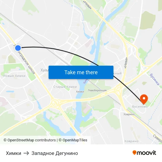 Химки to Западное Дегунино map
