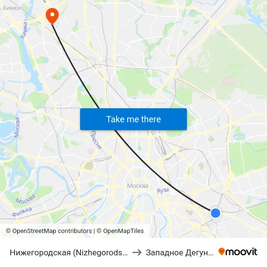 Нижегородская (Nizhegorodskaya) to Западное Дегунино map