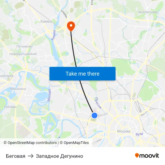 Беговая to Западное Дегунино map