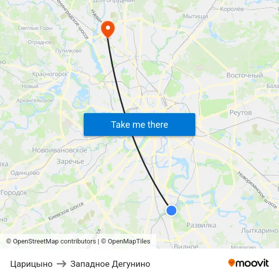 Царицыно to Западное Дегунино map