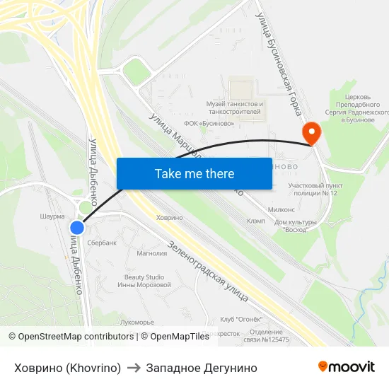 Ховрино (Khovrino) to Западное Дегунино map