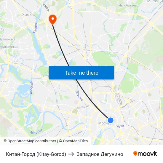 Китай-Город (Kitay-Gorod) to Западное Дегунино map