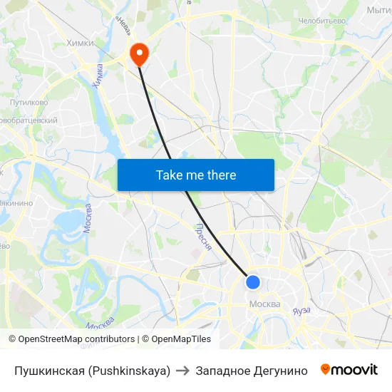 Пушкинская (Pushkinskaya) to Западное Дегунино map