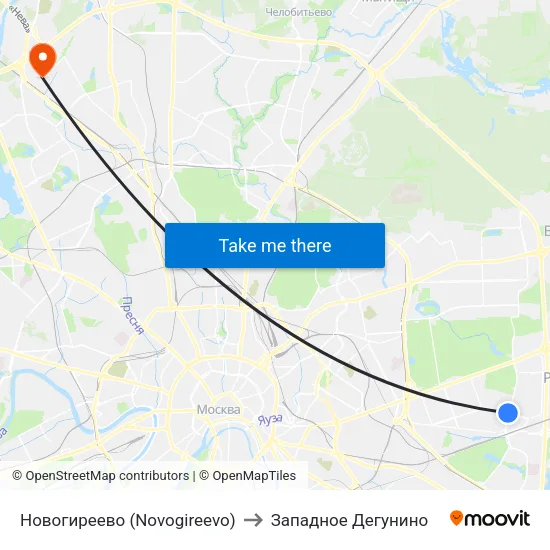Новогиреево (Novogireevo) to Западное Дегунино map