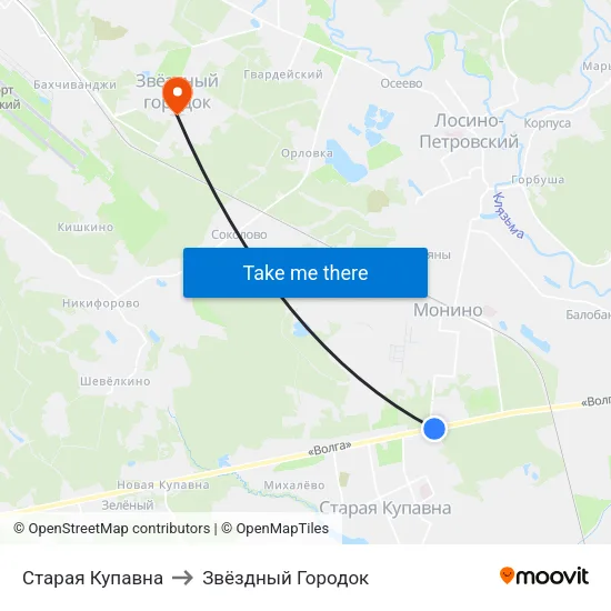 Старая Купавна to Звёздный Городок map