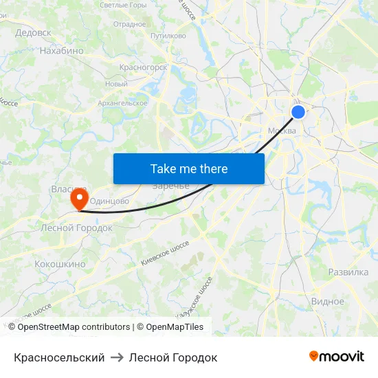 Красносельский to Лесной Городок map