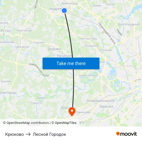 Крюково to Лесной Городок map