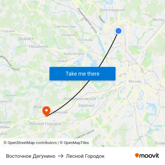 Восточное Дегунино to Лесной Городок map