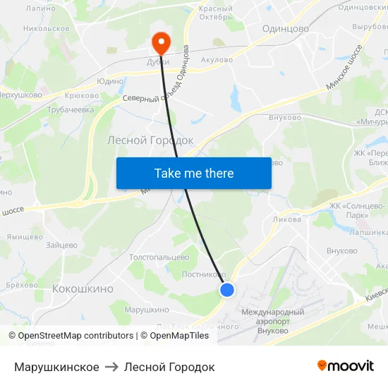 Марушкинское to Лесной Городок map