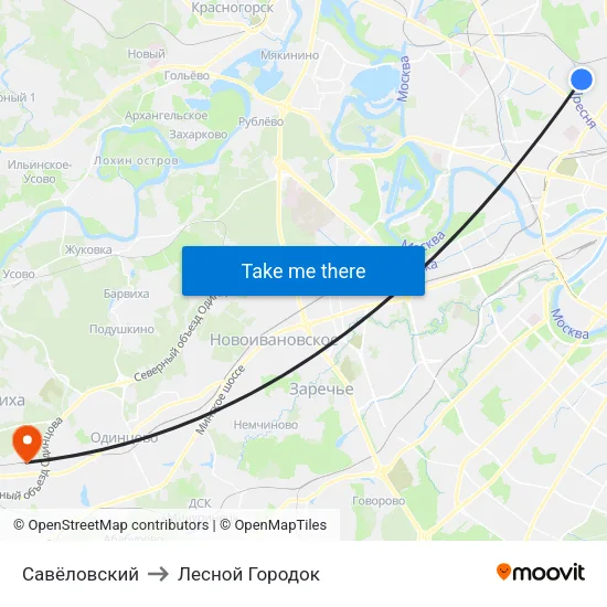 Савёловский to Лесной Городок map