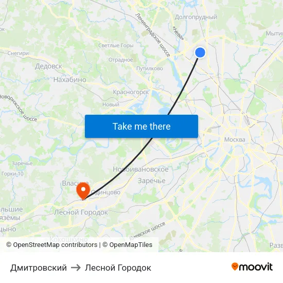 Дмитровский to Лесной Городок map