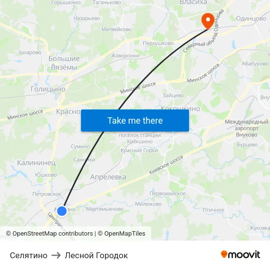 Селятино to Лесной Городок map