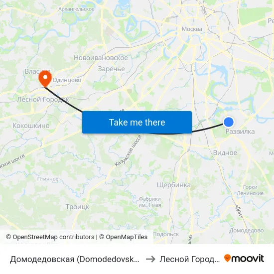 Домодедовская (Domodedovskaya) to Лесной Городок map