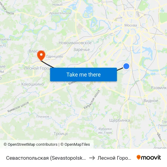 Севастопольская (Sevastopolskaya) to Лесной Городок map