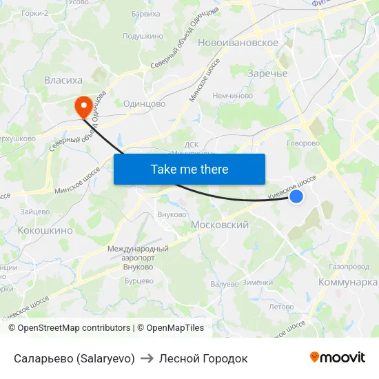 Саларьево (Salaryevo) to Лесной Городок map