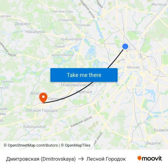 Дмитровская (Dmitrovskaya) to Лесной Городок map