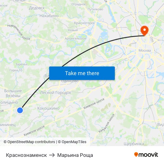 Краснознаменск to Марьина Роща map