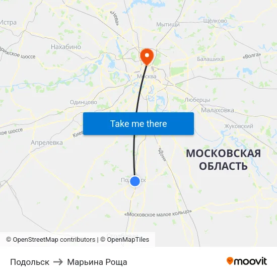 Подольск to Марьина Роща map