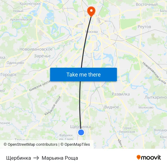 Щербинка to Марьина Роща map