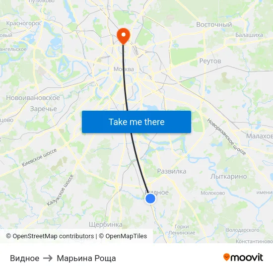 Видное to Марьина Роща map