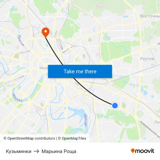 Кузьминки to Марьина Роща map