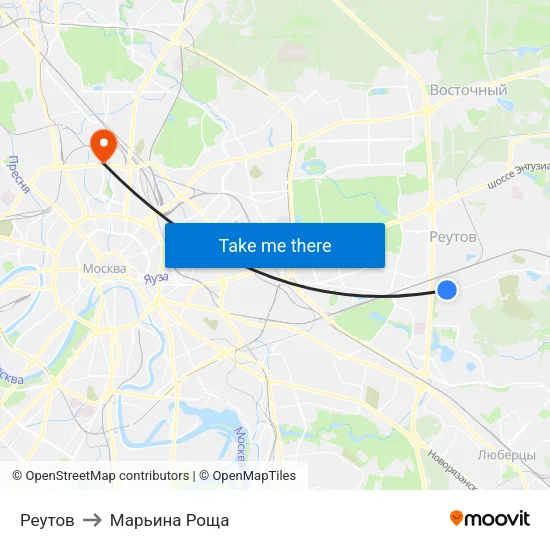 Реутов to Марьина Роща map