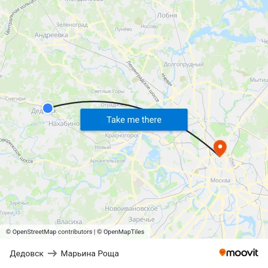 Дедовск to Марьина Роща map