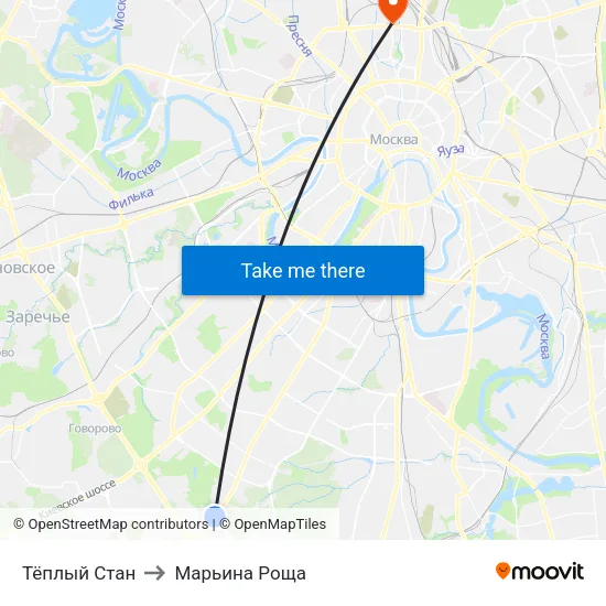 Тёплый Стан to Марьина Роща map