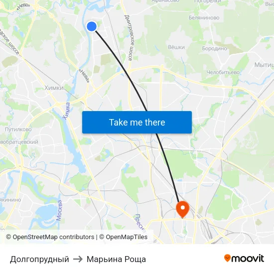 Долгопрудный to Марьина Роща map
