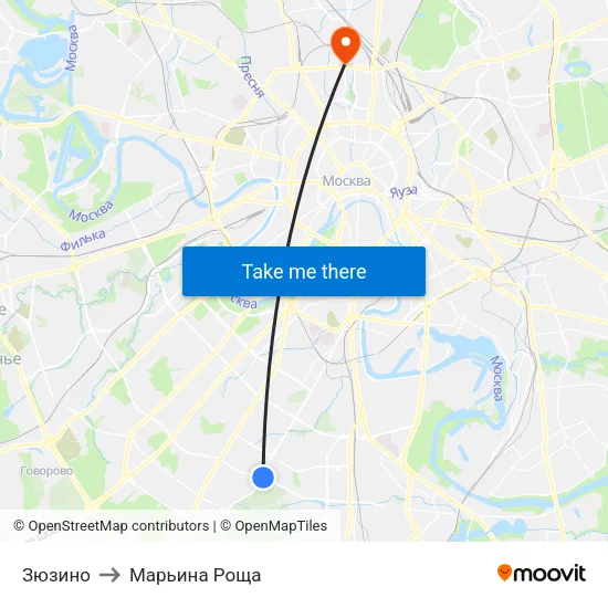 Зюзино to Марьина Роща map