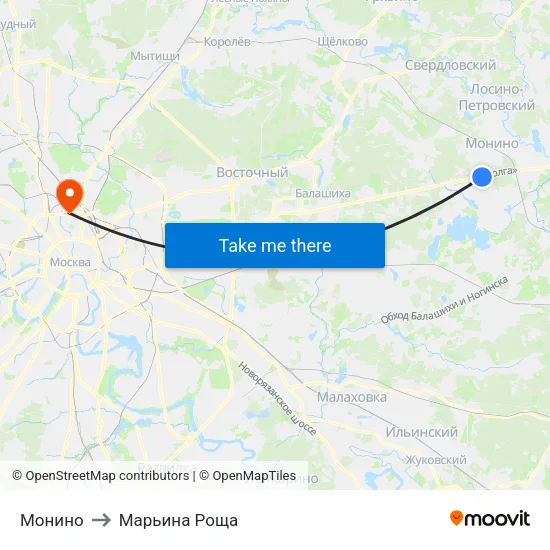 Монино to Марьина Роща map