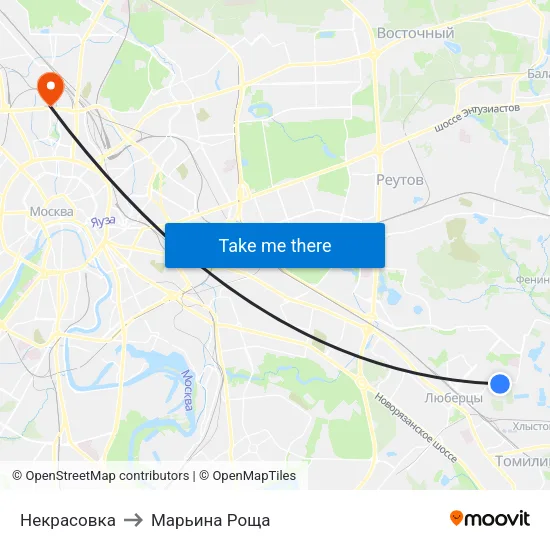 Некрасовка to Марьина Роща map