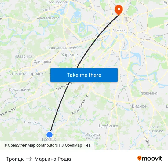 Троицк to Марьина Роща map