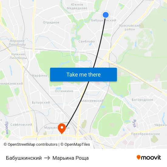 Бабушкинский to Марьина Роща map