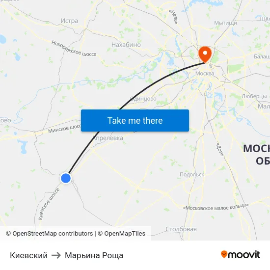 Киевский to Марьина Роща map
